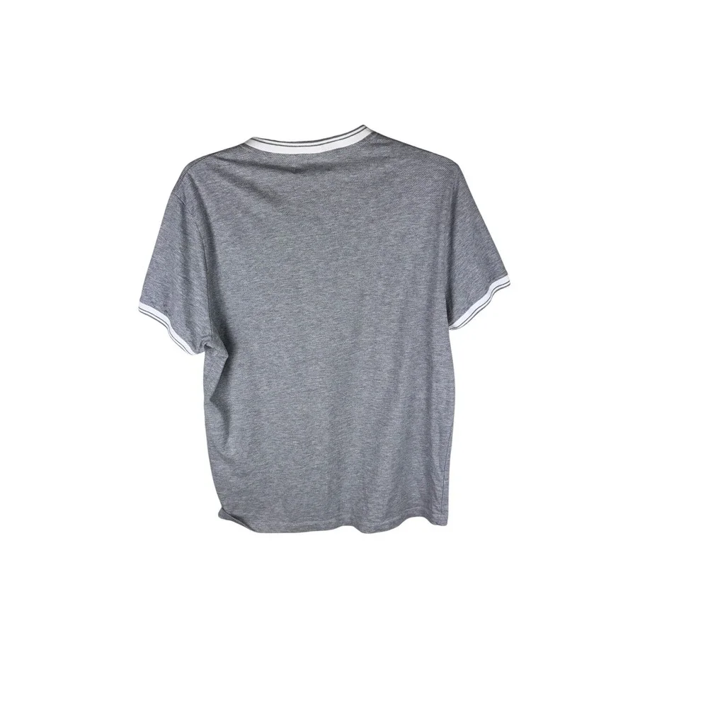 Banana Republic Luxury Touch Henley Shirt Mens Medium Gray Short Sleeve Cotton